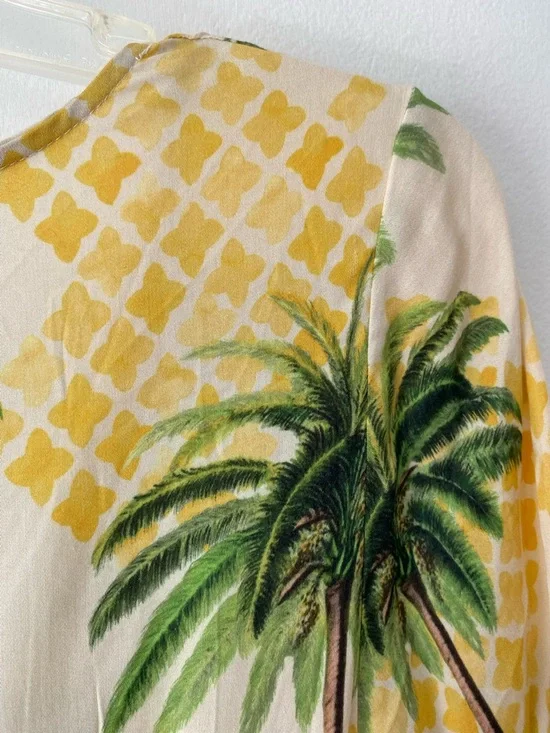 Agua Bendita Melanie Goa Dress Tropical Print size small Yellow Green - Picture 7 of 9